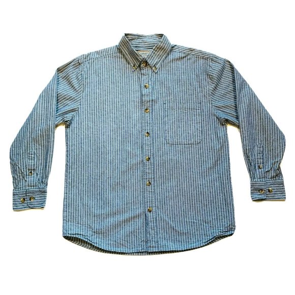 CE Schmidt Workwear Denim Shirt Jacket Button Down Striped Cowboy Western L NWOT - Picture 1 of 12